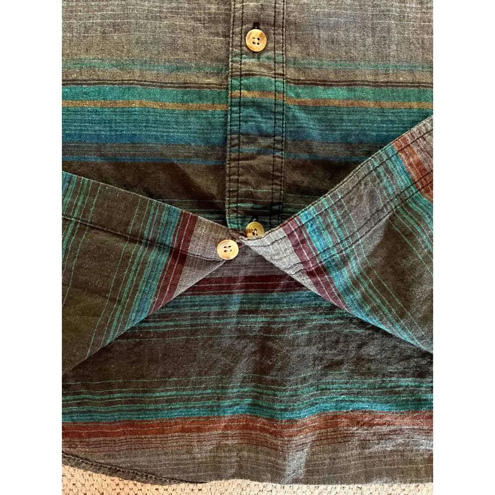 Carbon Mens Multicolor Button Up Short Sleeve Classic Fit Cotton XXL Color Block - Picture 5 of 10